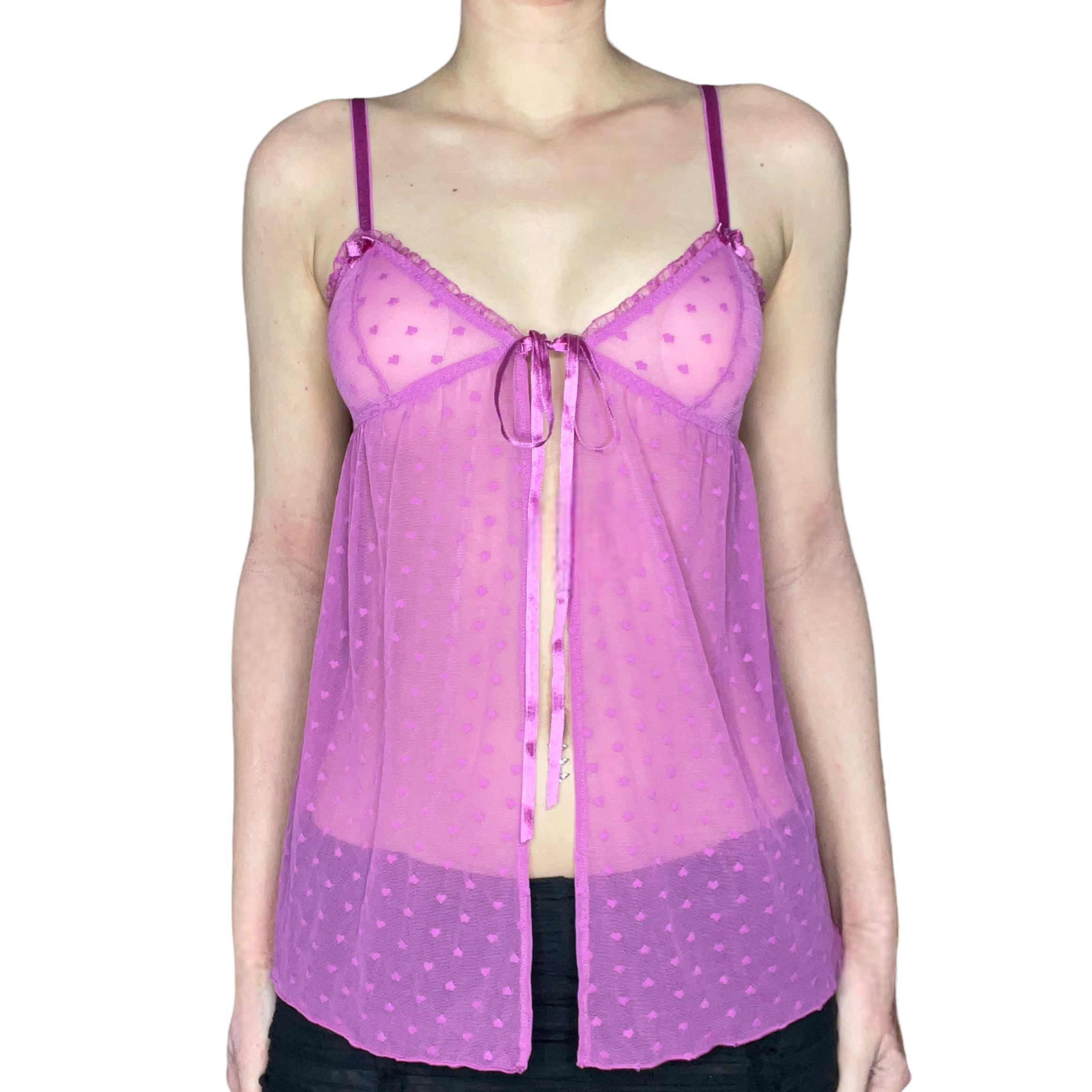 Heart mesh tie top