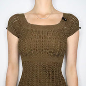 Betsey Johnson Olive Green Crochet Dress (XS-S)