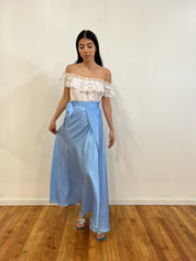 Baby blue silk wrap maxi