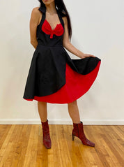 Retro Black and Red Halter Dress