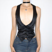 Black Satin Waistcoat Vest (Medium) 