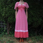 Red Pinstripe Prairie Dress (XS)