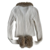 Y2K zip sweater faux fur trim