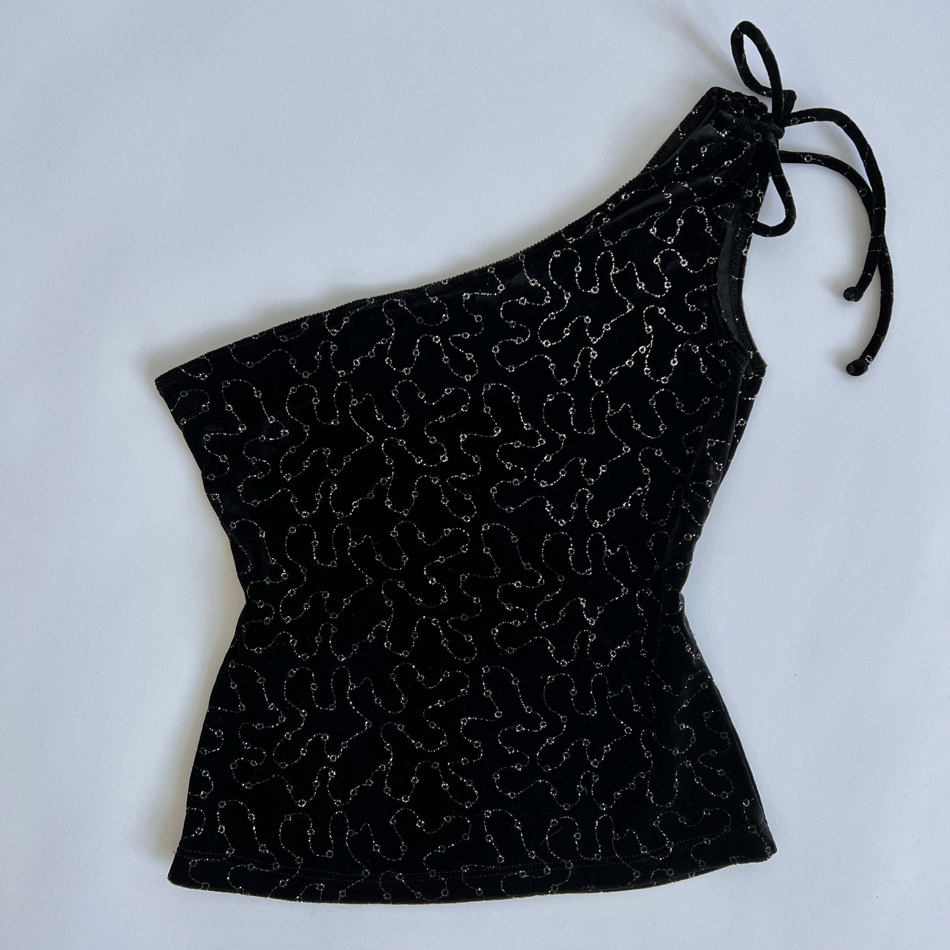 90s Black glitter crop (S)