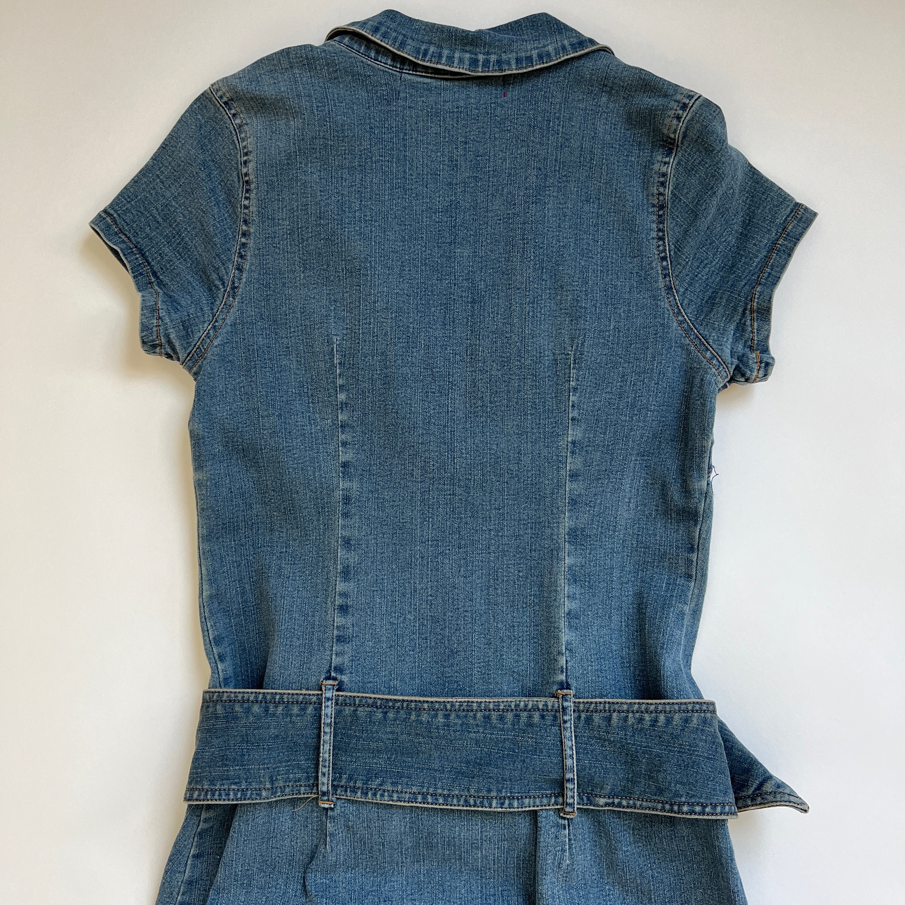 denim maxi dress with wide belt