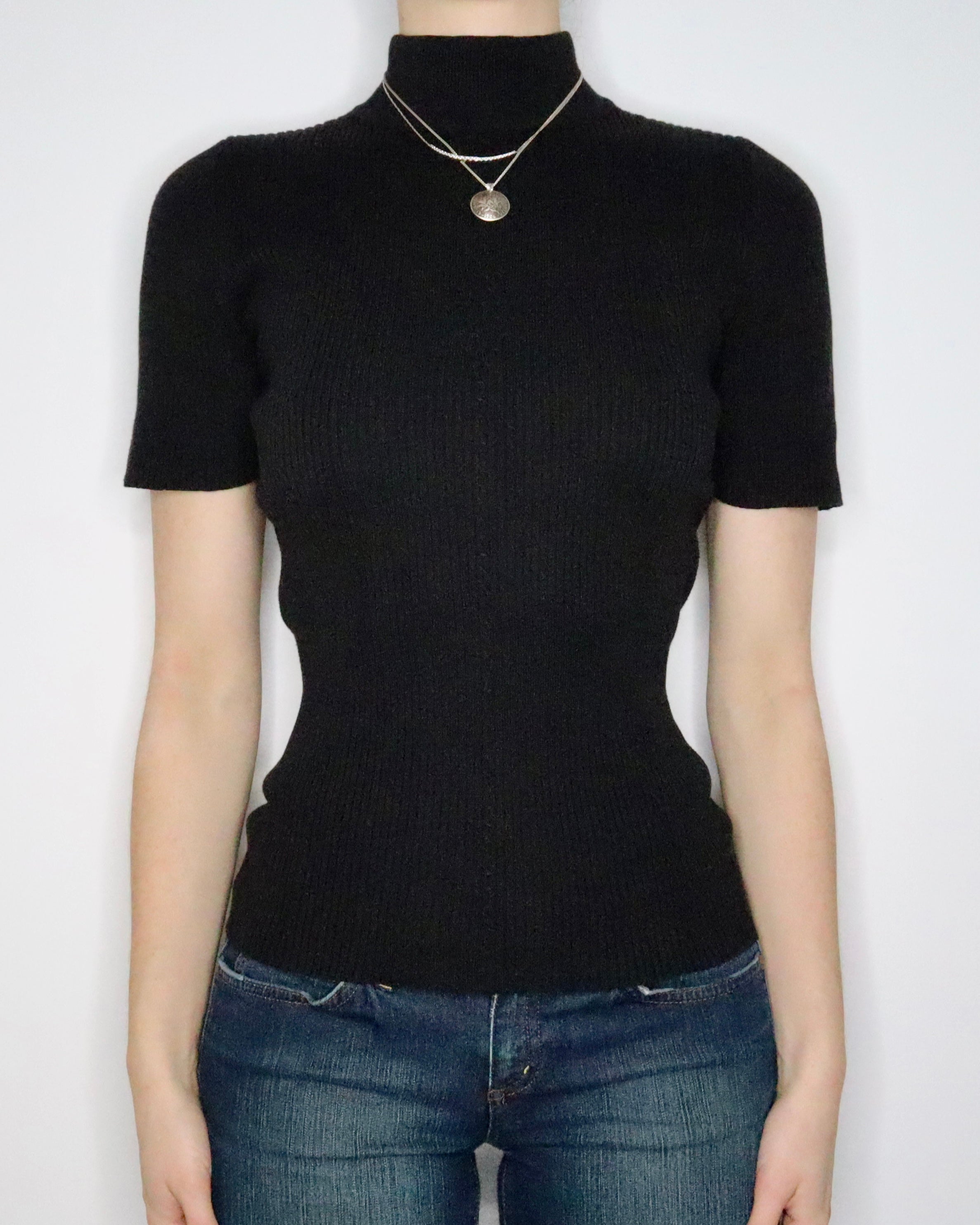 Black Ribbed Turtleneck (S-M) 