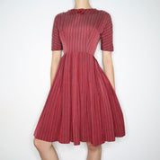 Maroon Striped A-Line Dress (Small)