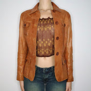 Brown Italian Leather Jacket (Small)