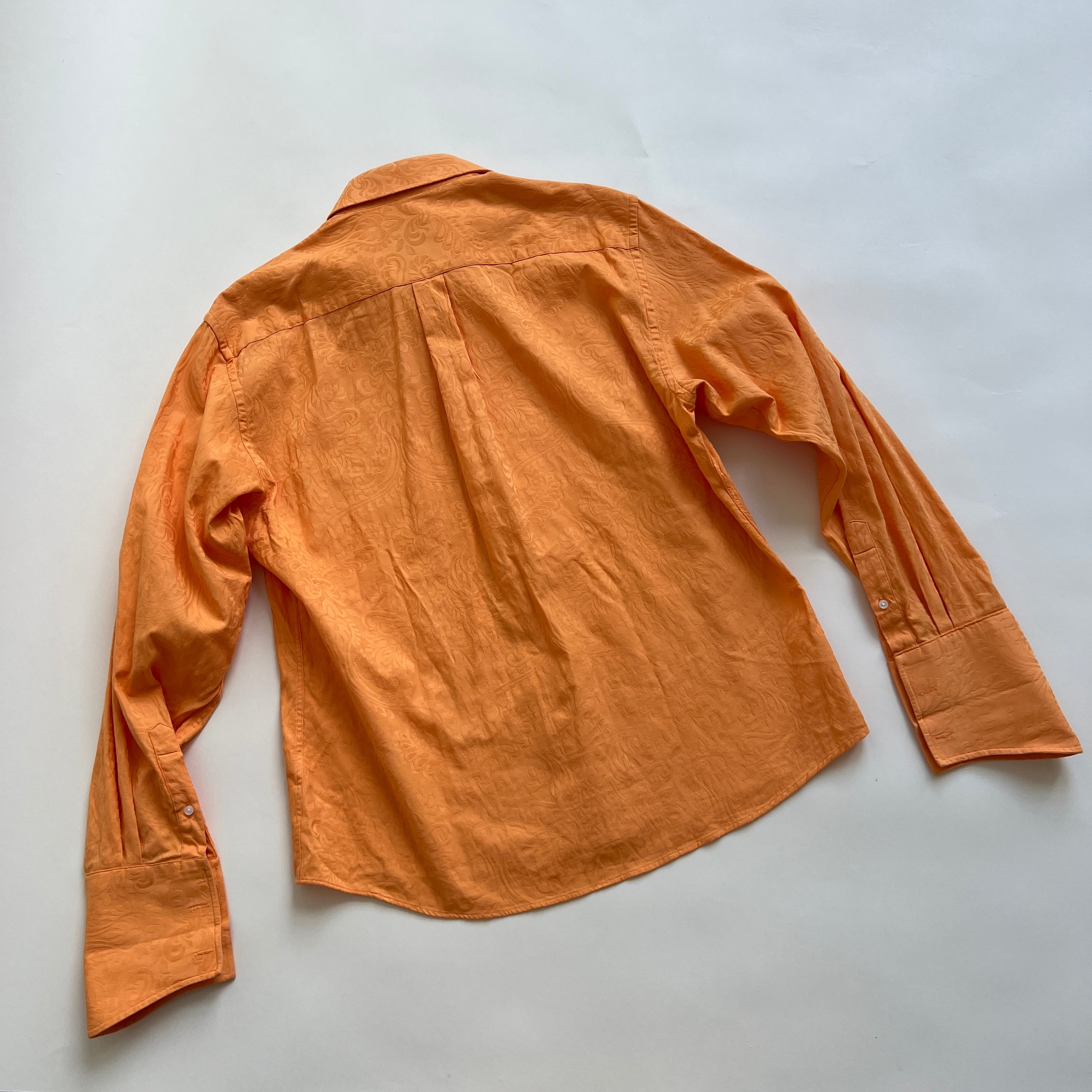 Sherbet orange jacquard button down