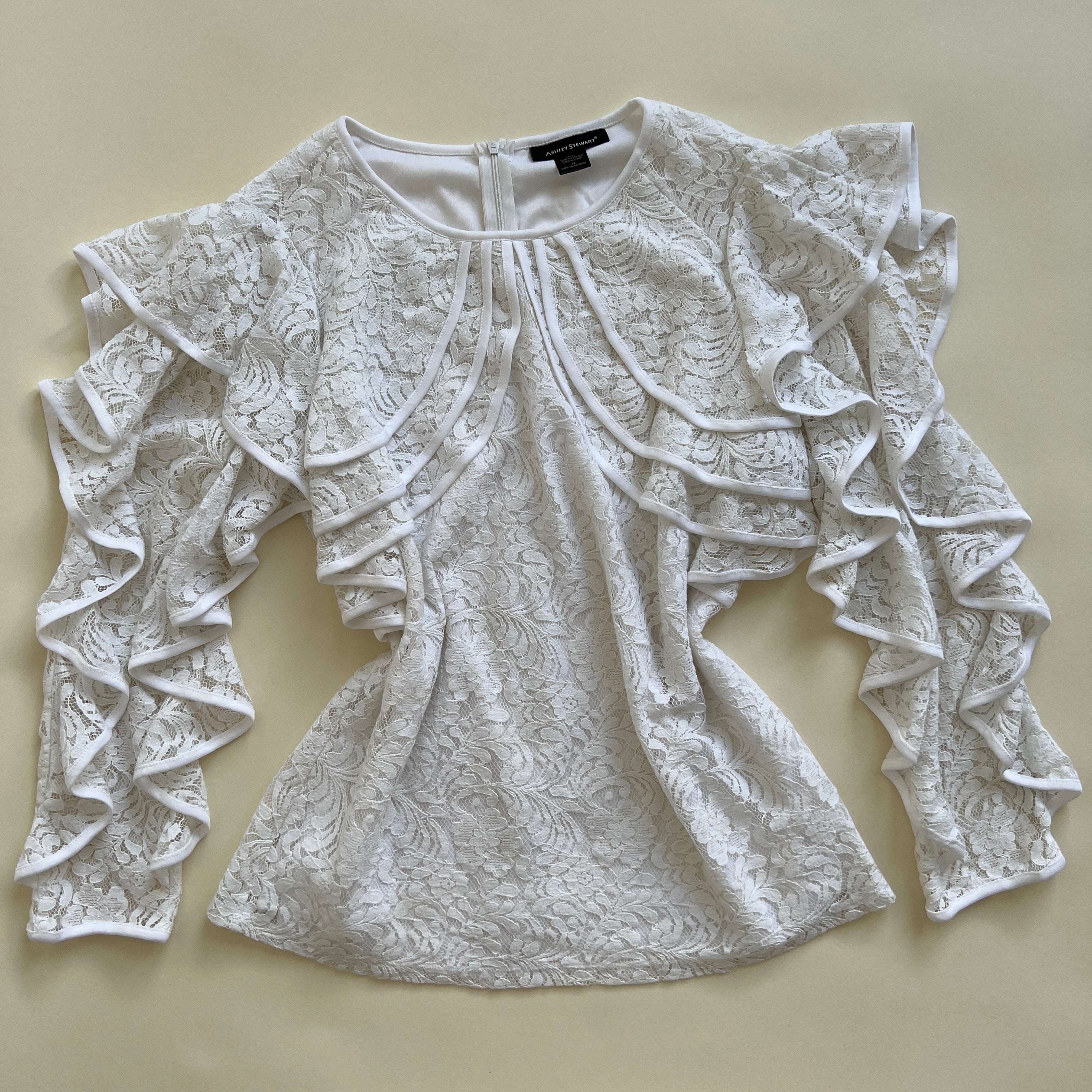 Lace ruffle sleeve blouse