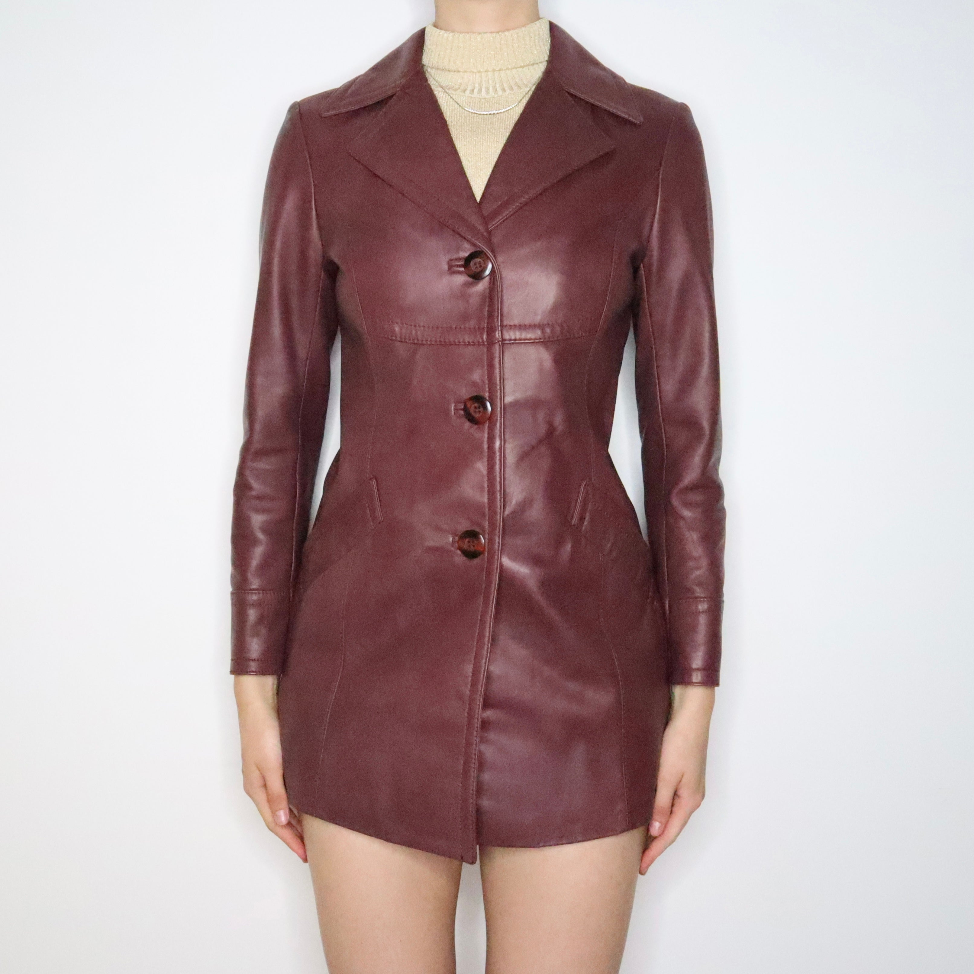 Burgundy Italian Leather Jacket (Small)
