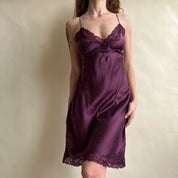 Plum silk midi slip