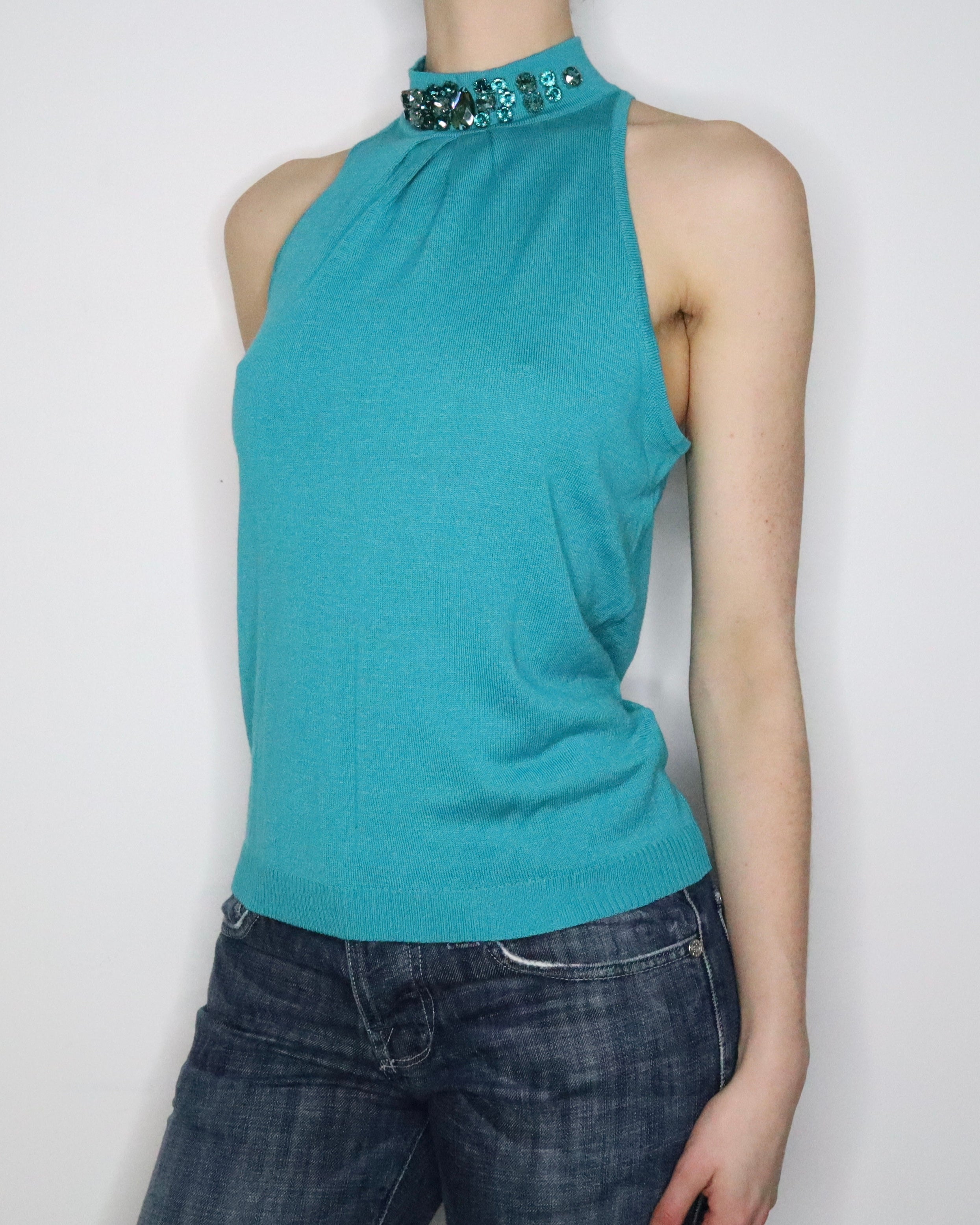 Italian Teal Knit Top (Large) 