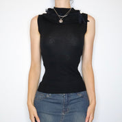 Black Sleeveless Knit Top (Small) 