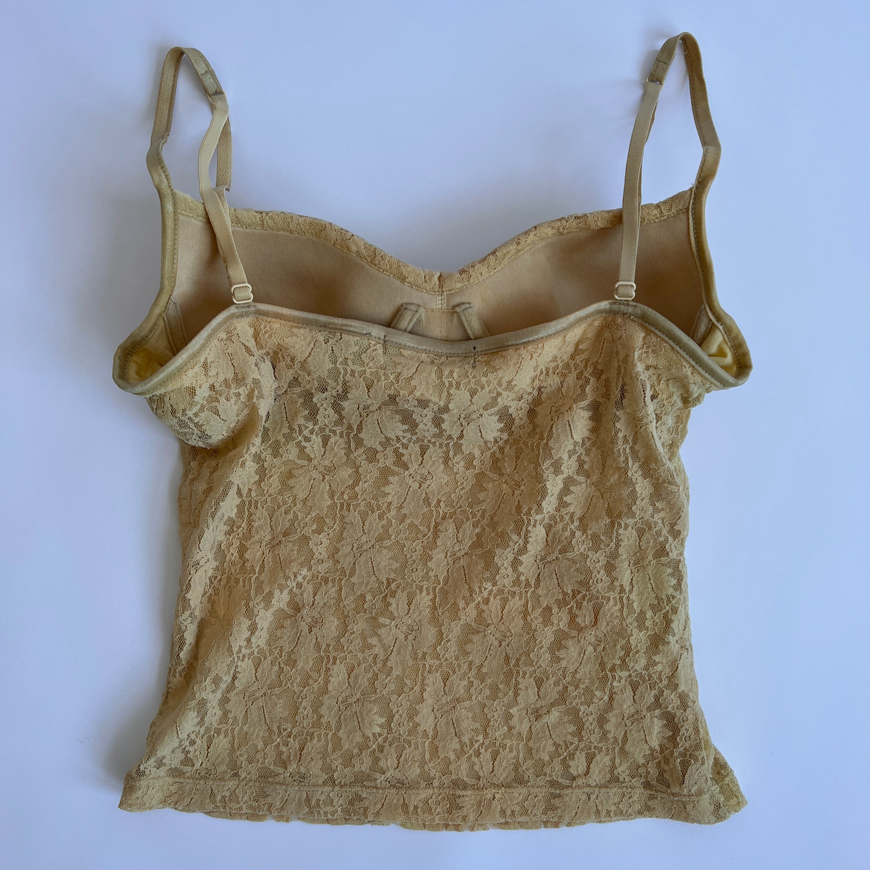 Y2K beige lace cami (S)