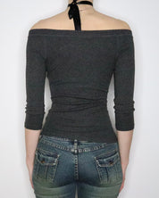 Bebe Gray Diamanté Top (S-M)