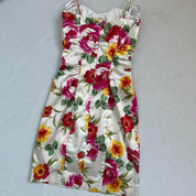 💐 floral satin bodycon dress