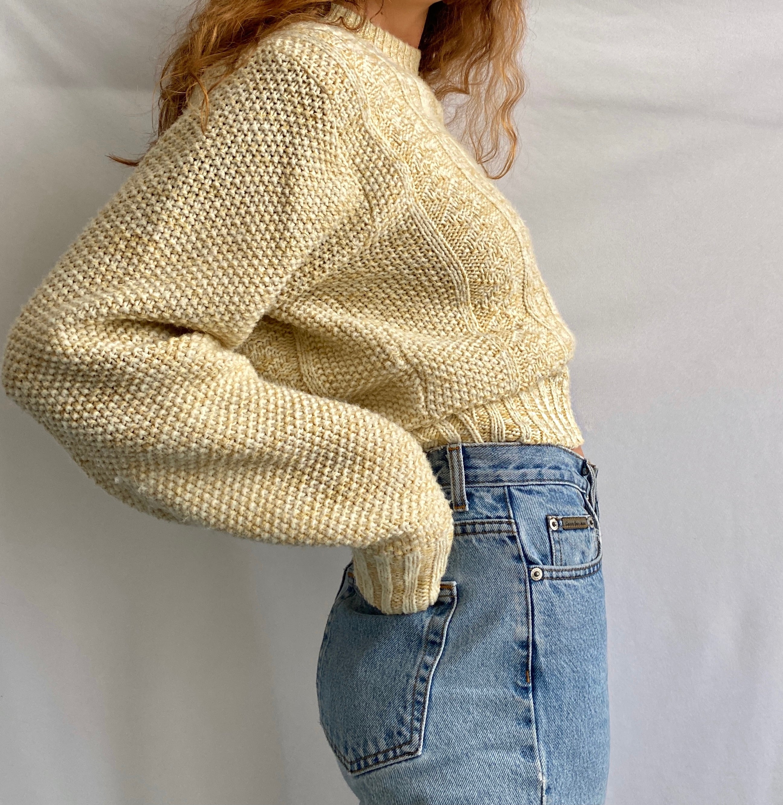 Waffle cream sweater