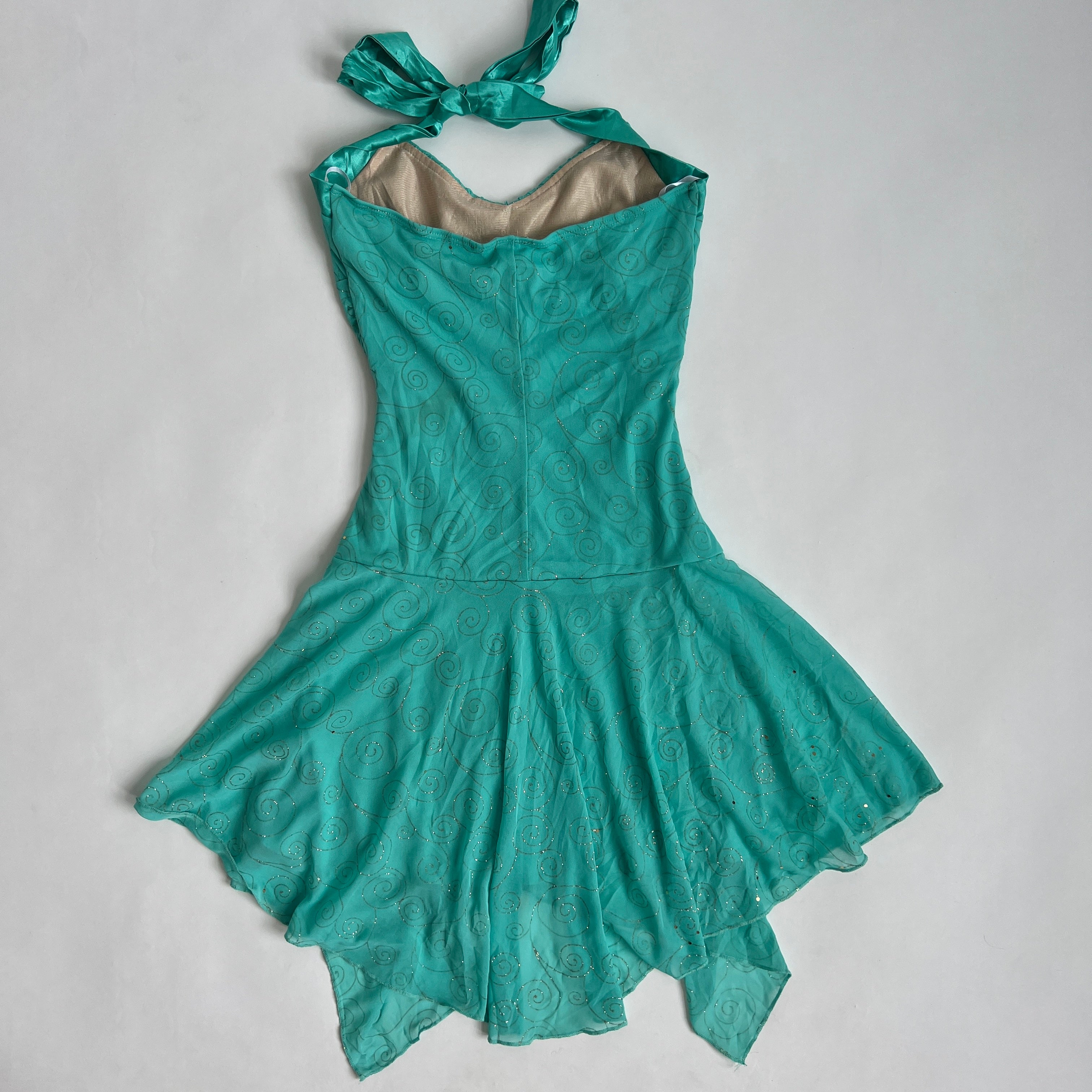 00s teal halter dress