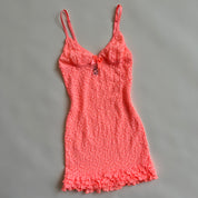 coral sheer lace slip S