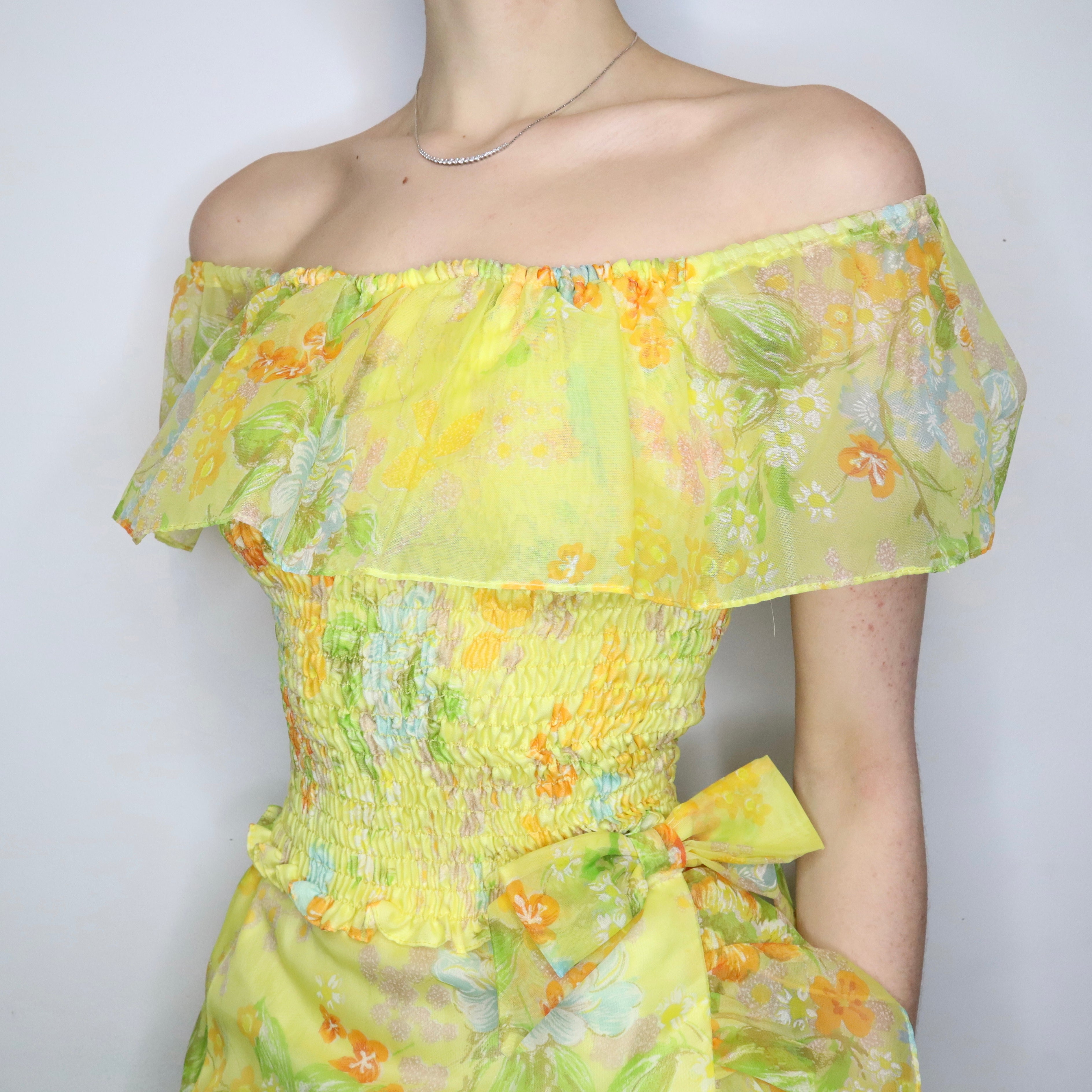 Yellow Floral Chiffon Set (XS-S)