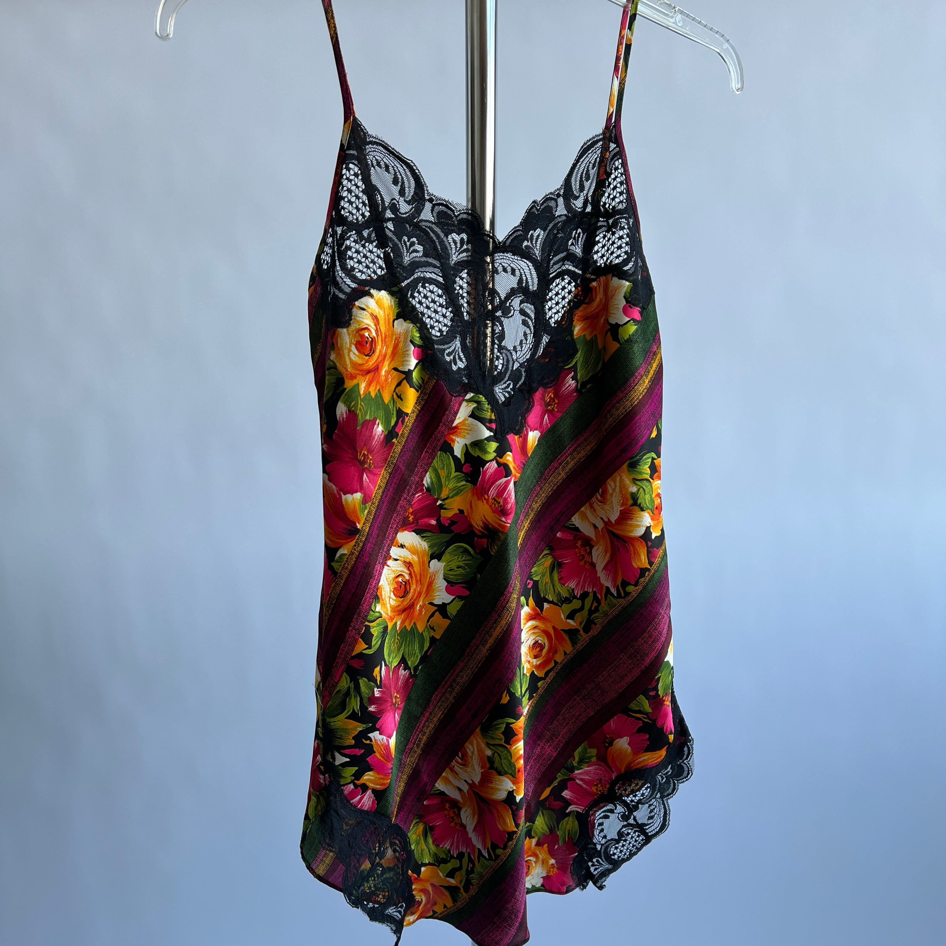 90s VS dark floral slip