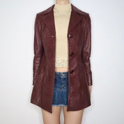 Burgundy Italian Leather Jacket (Small)