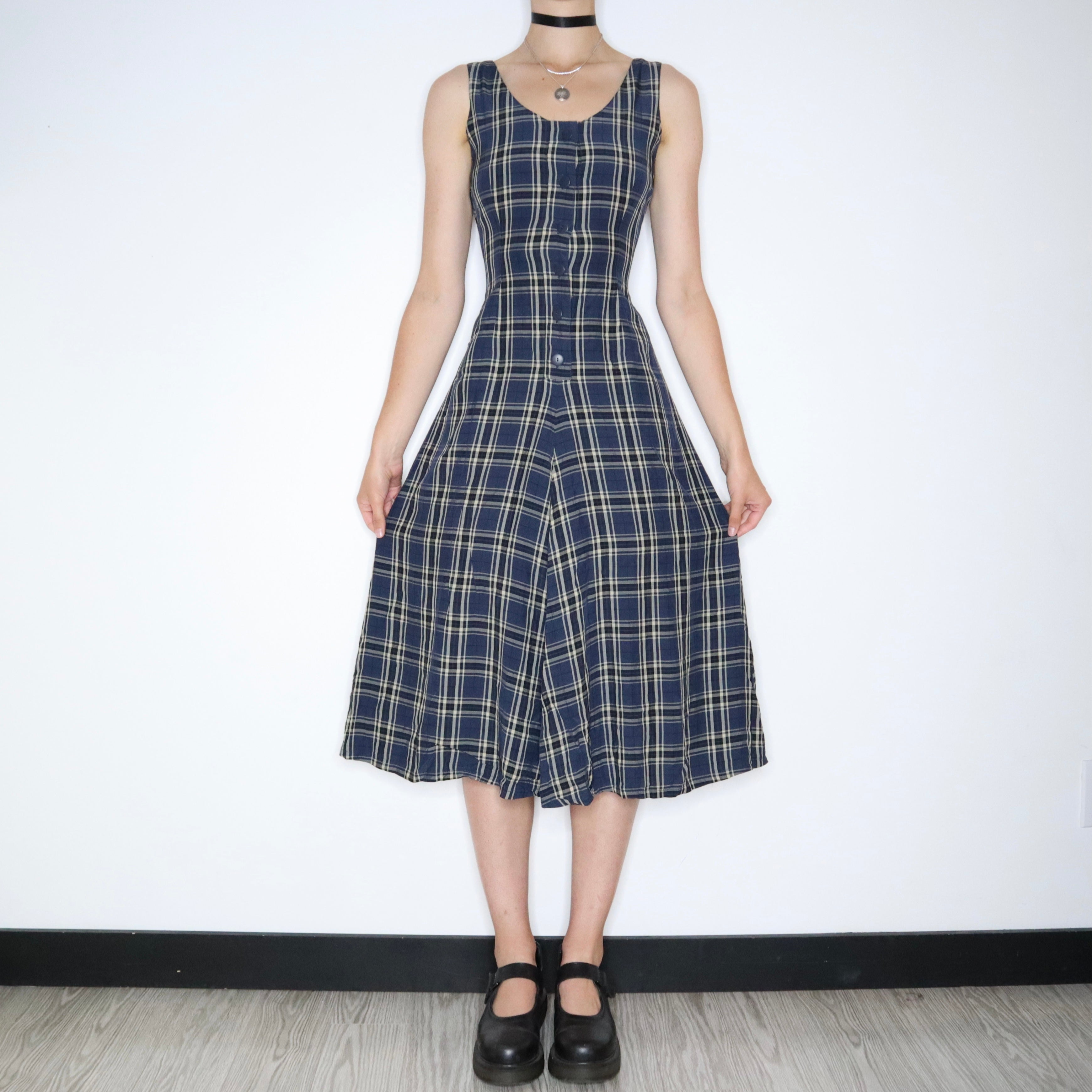 Blue Plaid Maxi Dress (XS-S) 