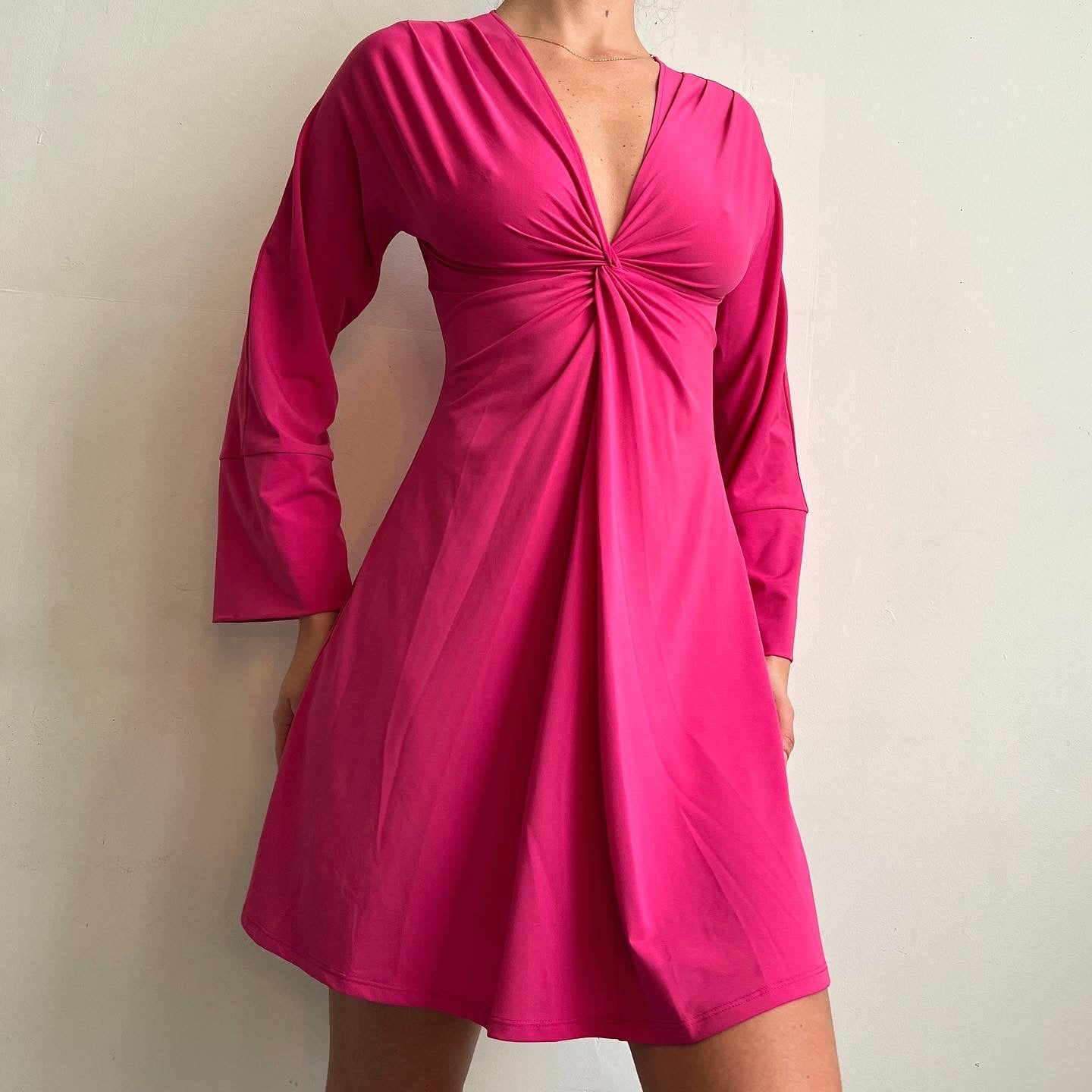 Fuchsia twist front dress