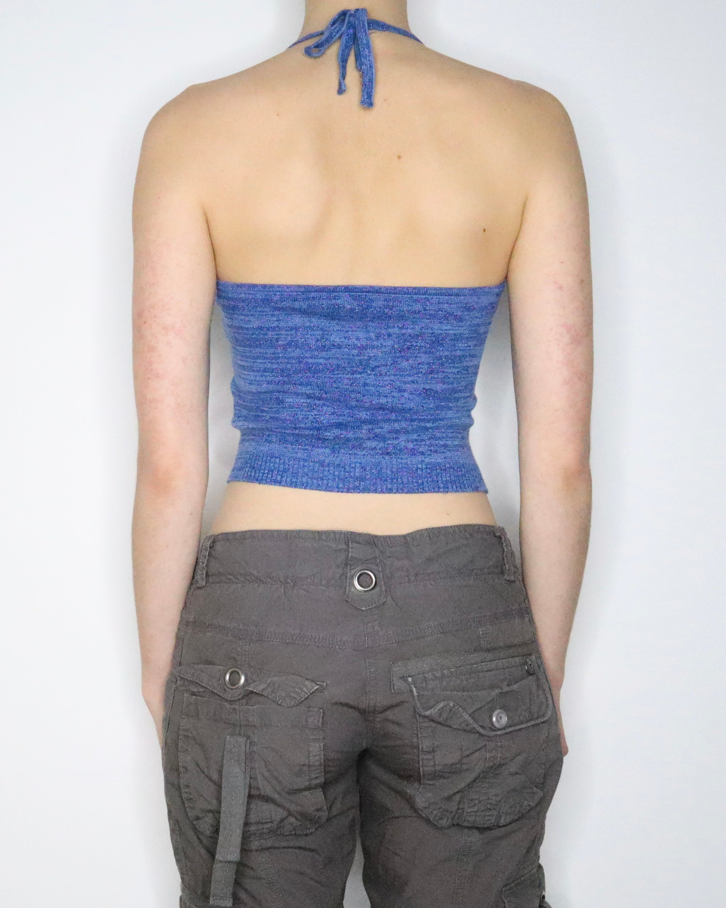 Blue Glitter Halter Top (S-M) 