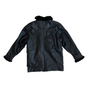 black leather jacket faux fur lining  