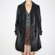 Black Leather Trench Coat (S-M)