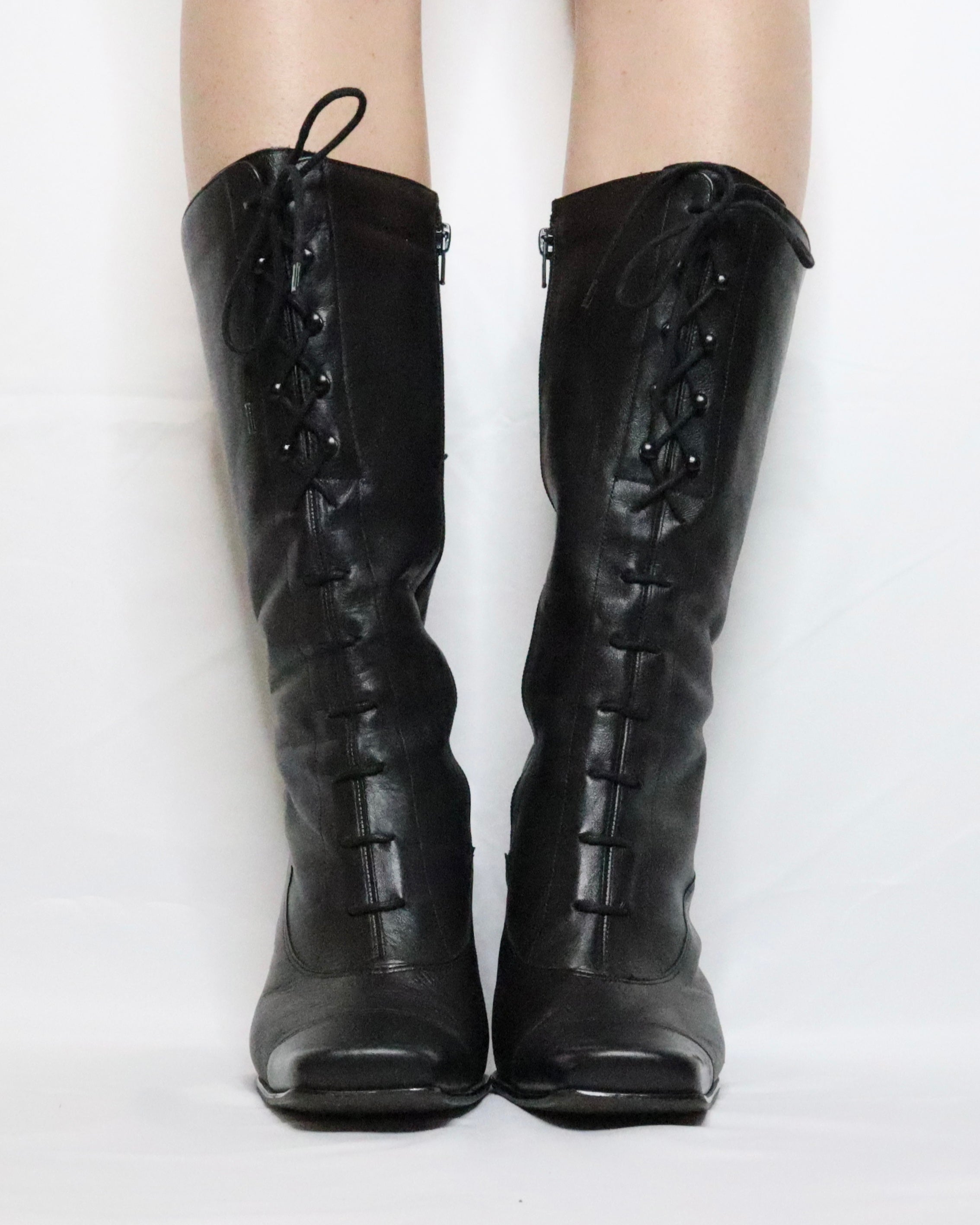 Black Leather Lace Up Boots (8.5-9 US)