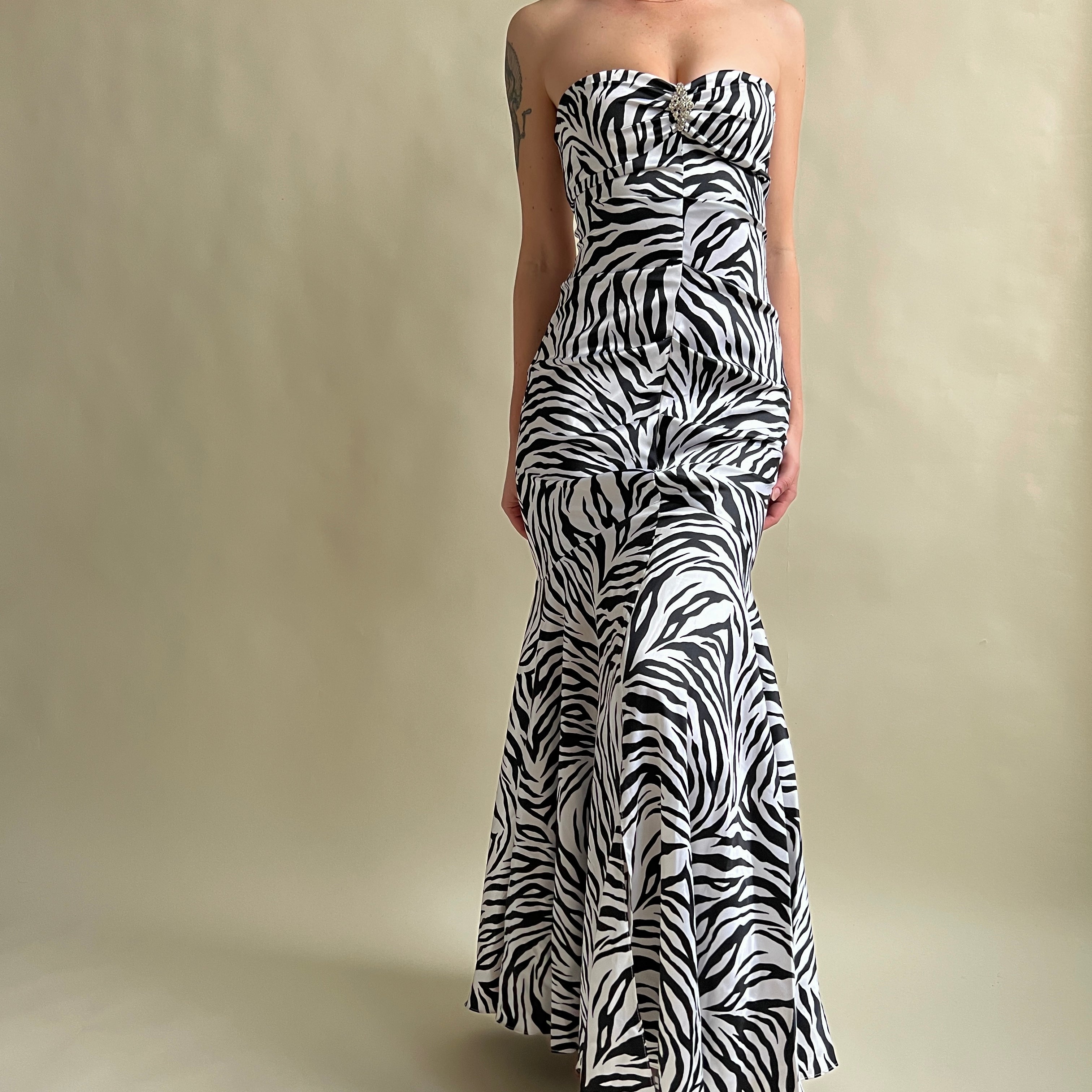 Y2k zebra prom dress – Holy Thrift