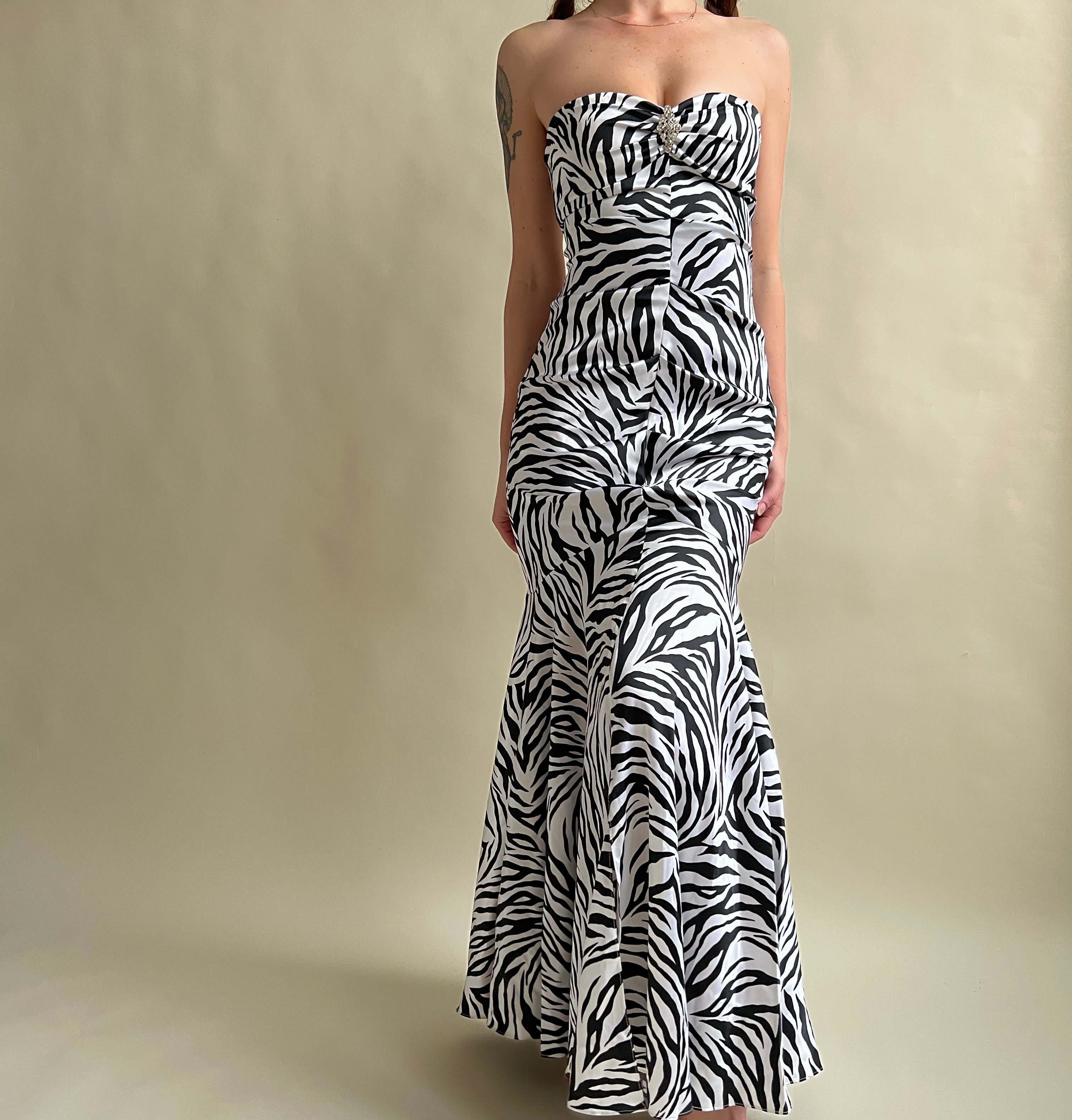 Y2k zebra prom dress