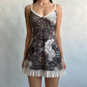 mixed print babydoll slip
