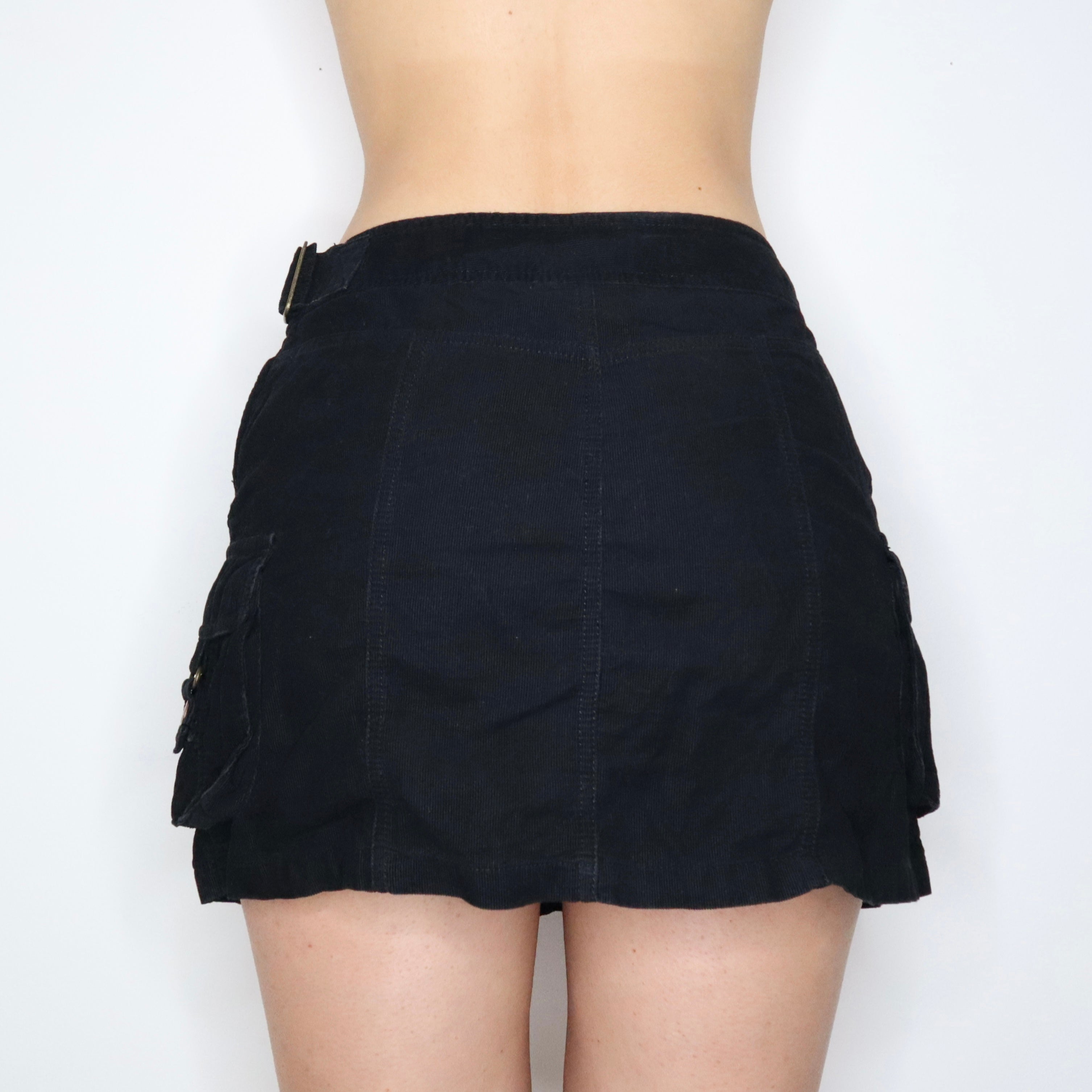 Black Corduroy Cargo Skirt (XS-S) 