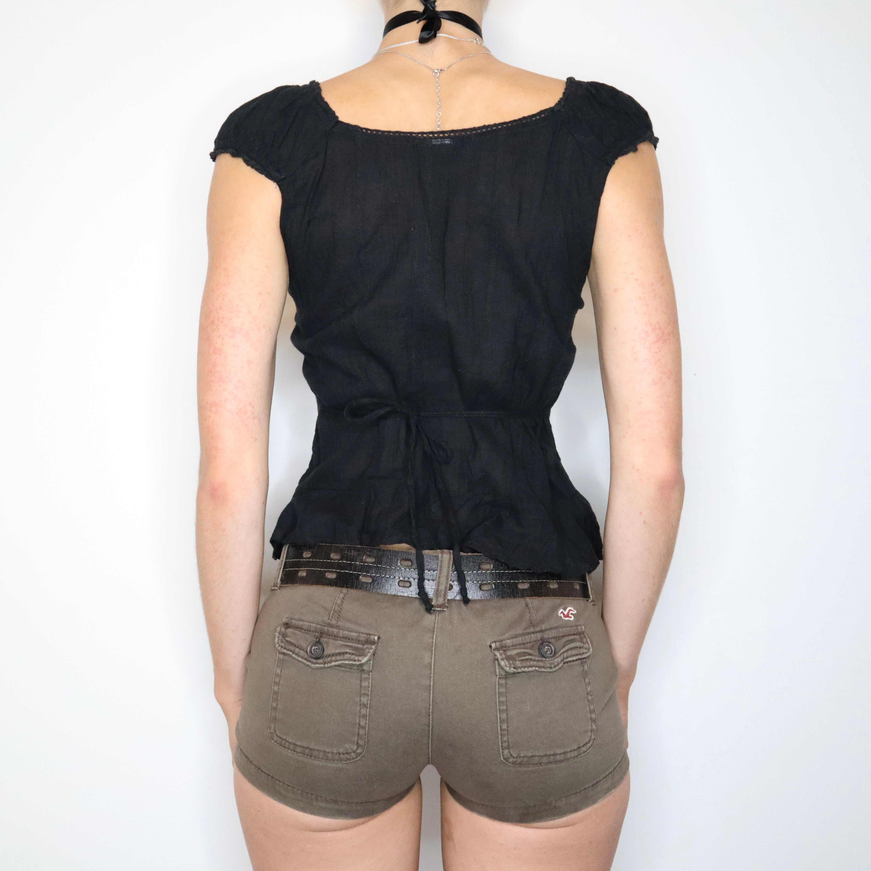 Black Button Up Blouse (XS-S) 