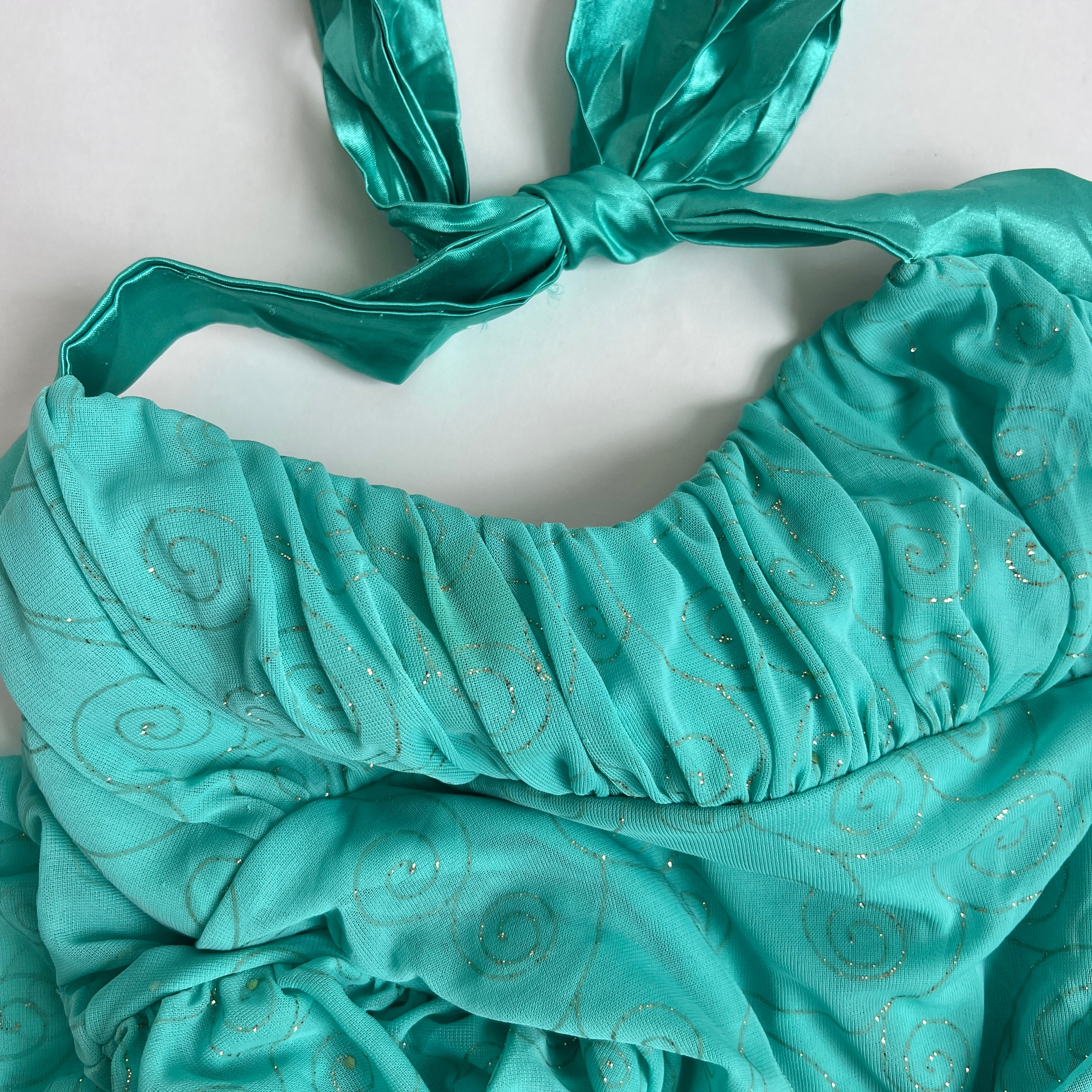 00s teal halter dress
