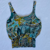 Teal paisley crop top