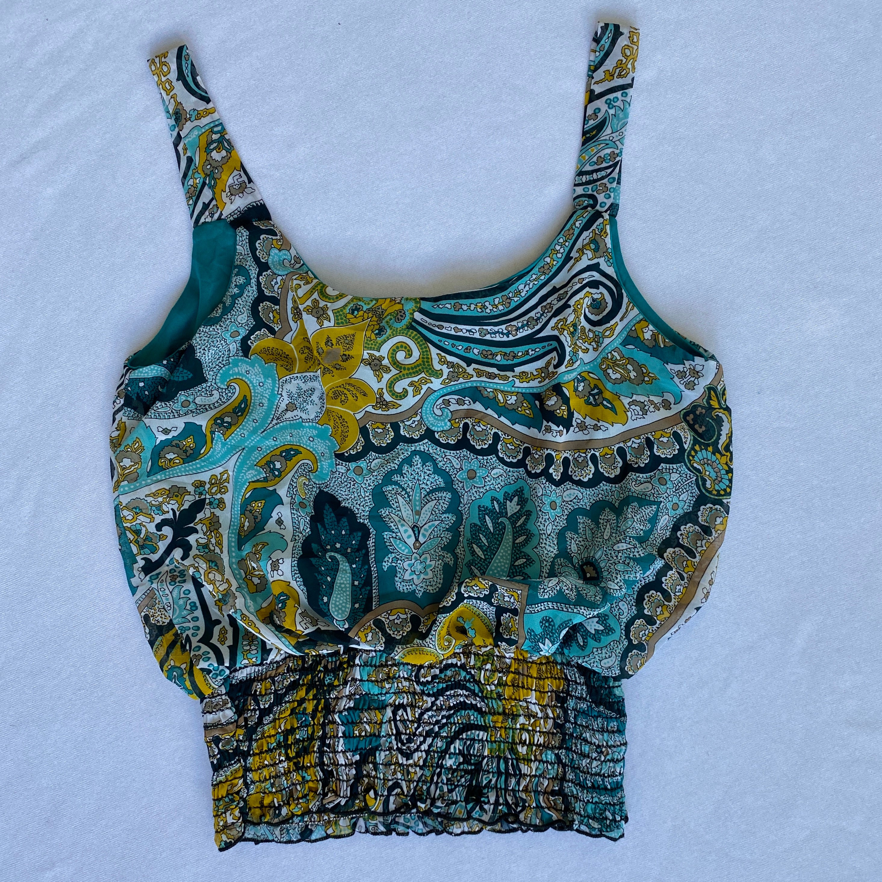 Teal paisley crop top