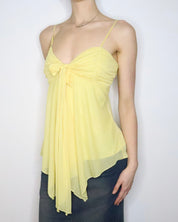 Yellow Mesh Babydoll Top (Medium) 