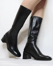 Black Leather Knee High Boots (6.5 US)