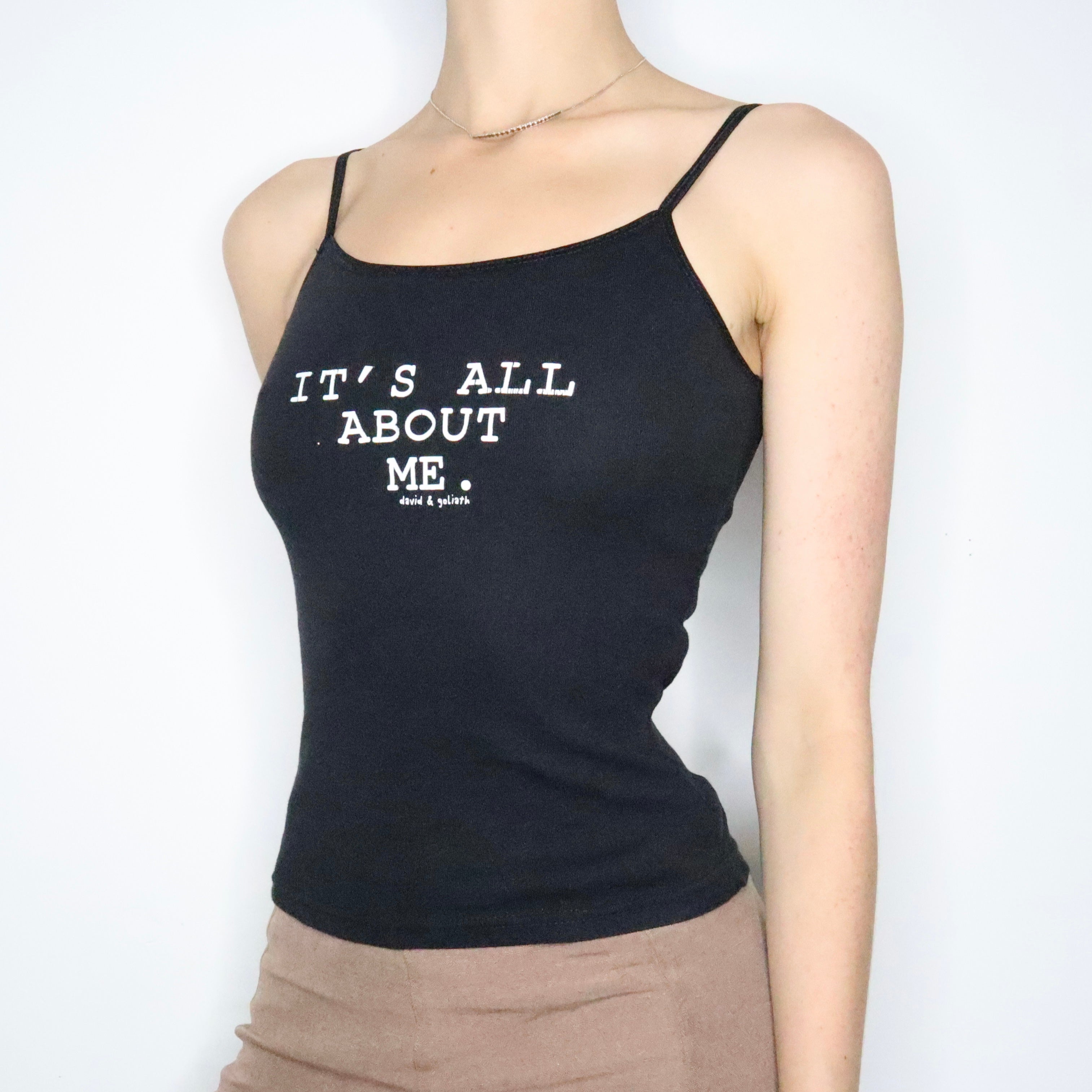 Y2K Black Slogan Cami (Small)