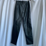 Black leather high waisted pants