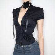 Black Hook and Eye Blouse (XS-S) 