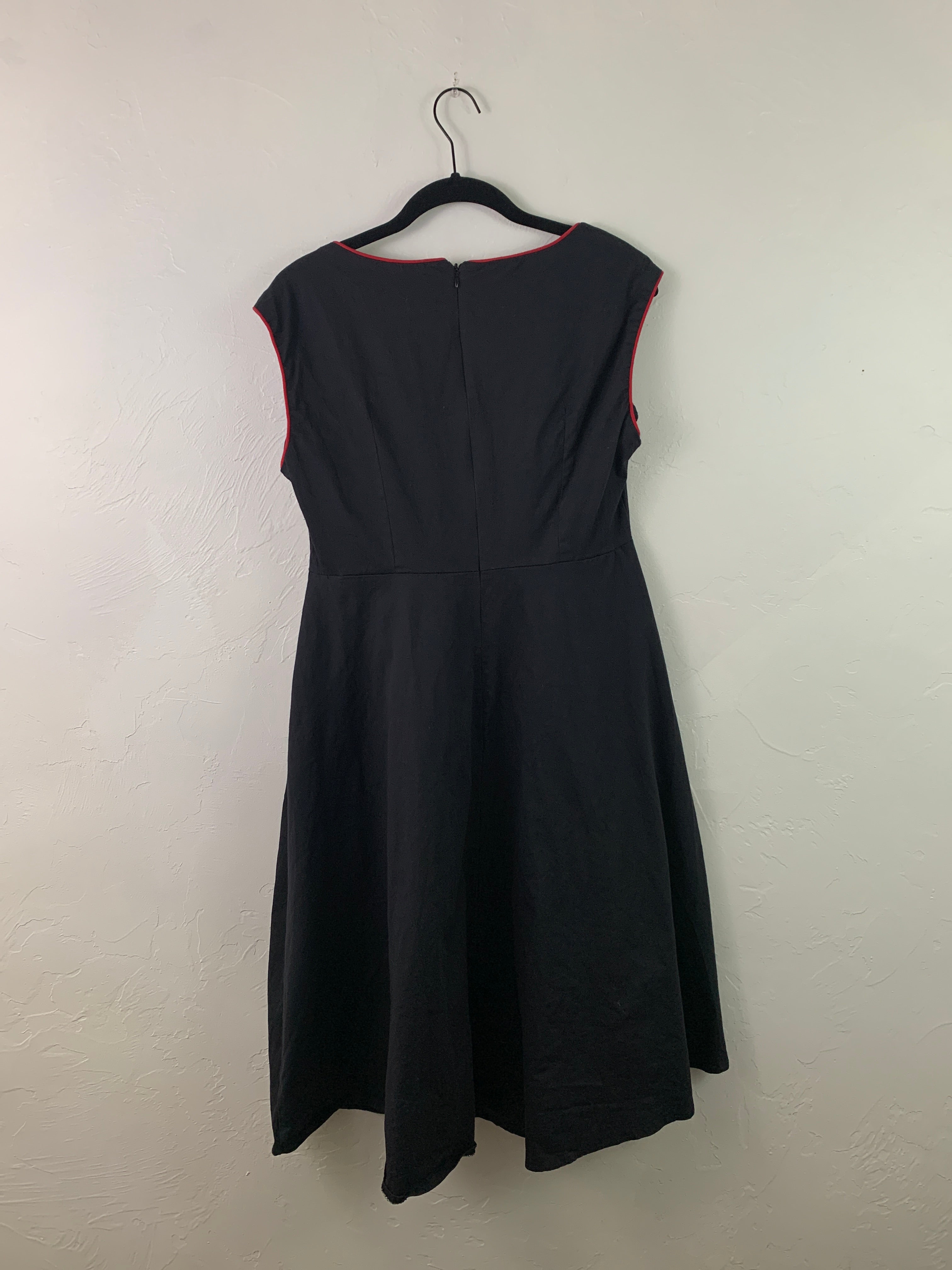 Red and black midi dress