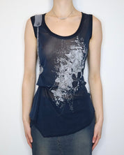 French Graphic Mesh Tank Top (M-L) 