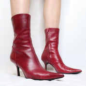 Cherry Red Pointed Toe Boots (7-7.5 US)