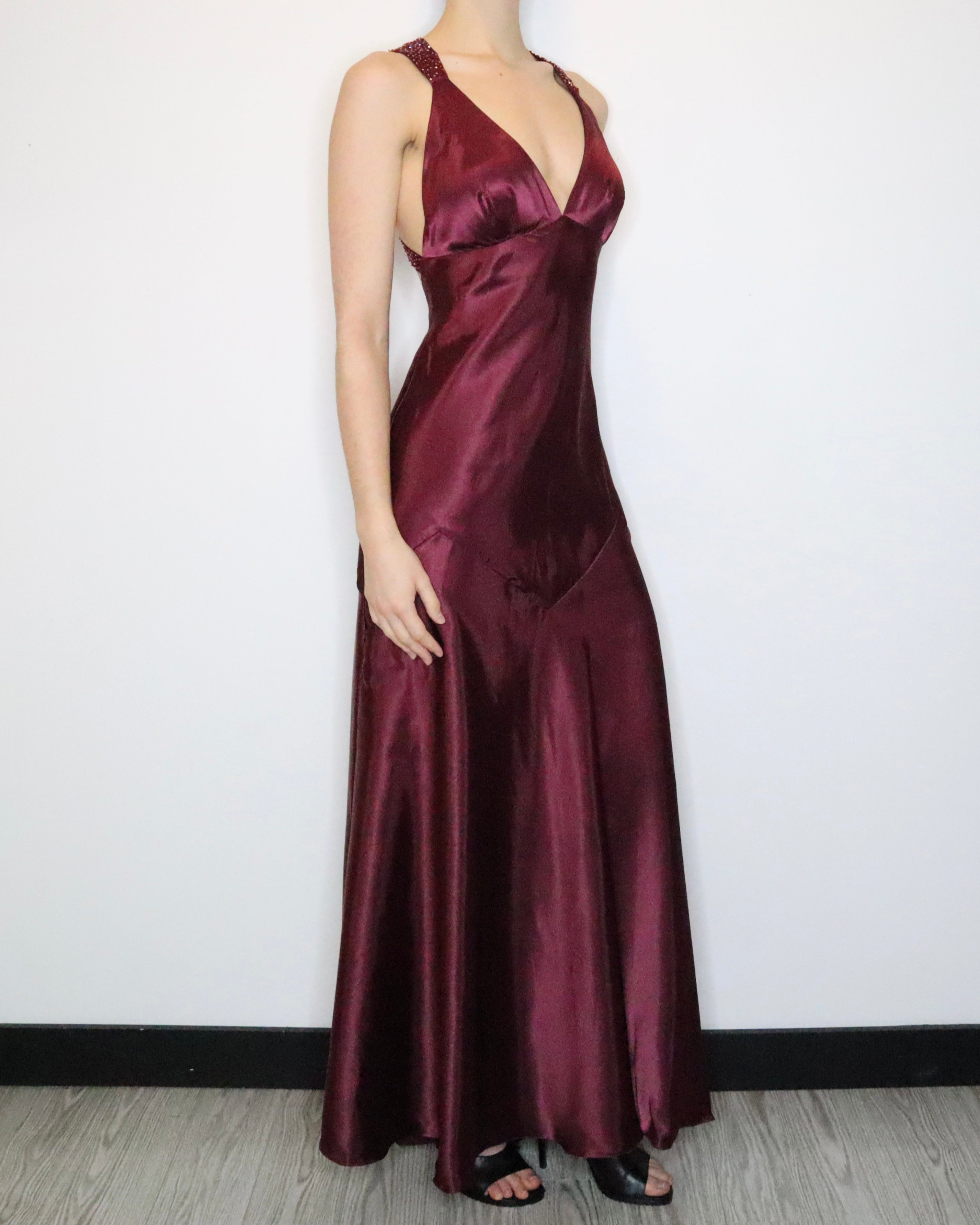 Merlot Satin Gown (S-M) 